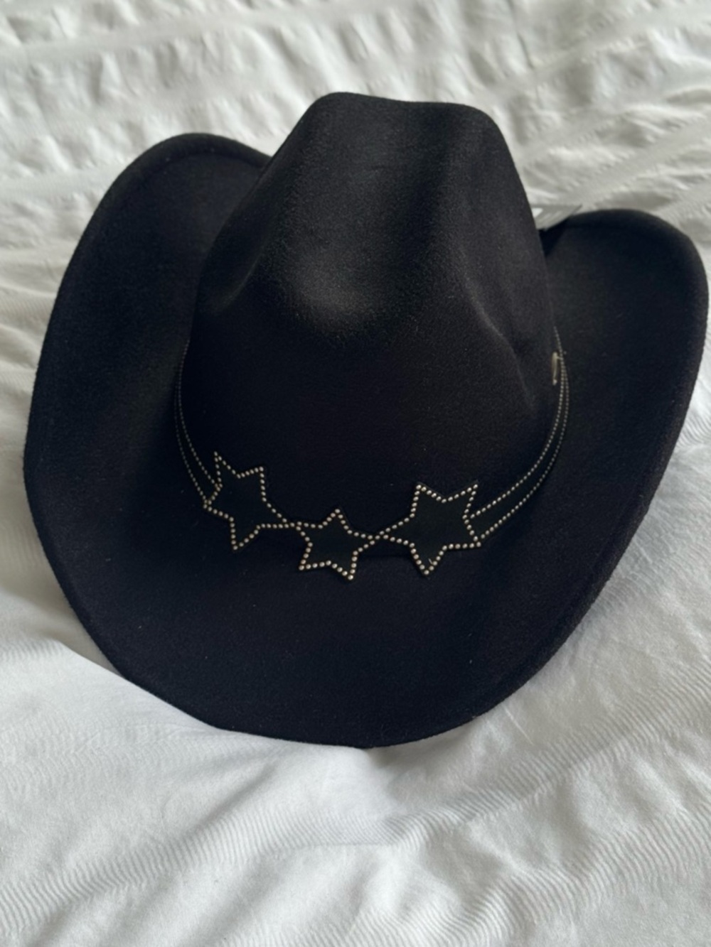 Stunning Black Women's Felt Western Hat with Star Stud Trim (NWT) New York